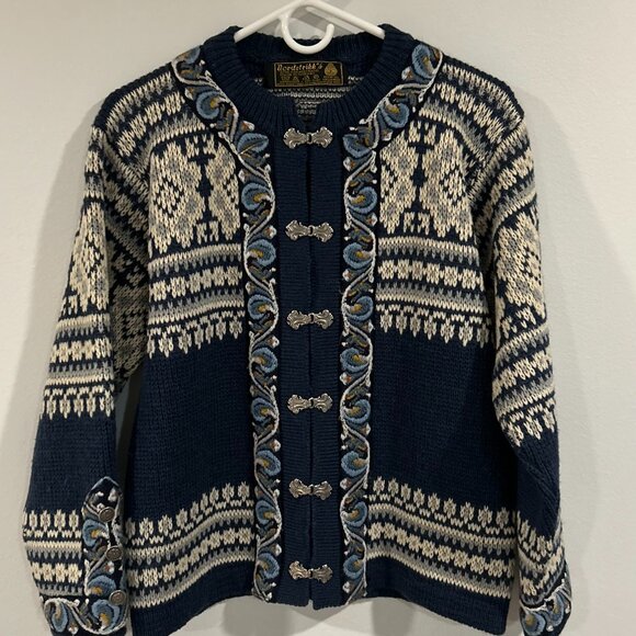 Vintage Nordstrik Wool Knit Cardigan Sweater Fair Isle Sz M 38" Chest - Picture 1 of 6